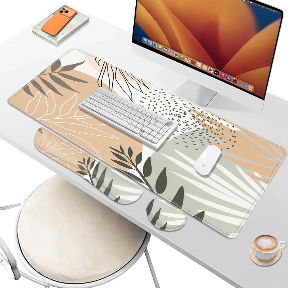Desk Pad and Keyboard Wrist Rest, Large Mouse Pad + Keyboard Pad+Mouse Wrist Support, Non-Slip Desk Mat Protector for Office, Home 31.5×11.8 Inches Anime Dragon