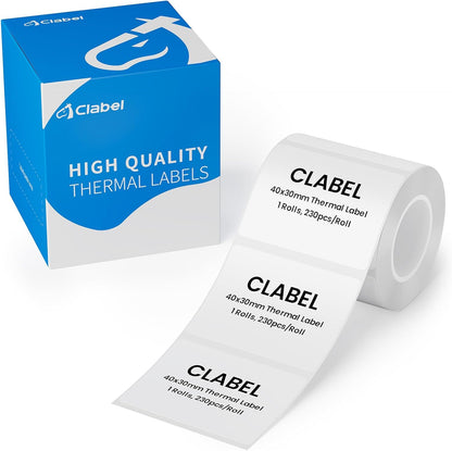 Clabel Printable White Cable Labels 6 Rolls of Thermal Self-Adhesive Paper Labels Tape, 25x78mm (1"x3") 100 Sheets Per Roll, Black Print on White Sticker Tags Durable