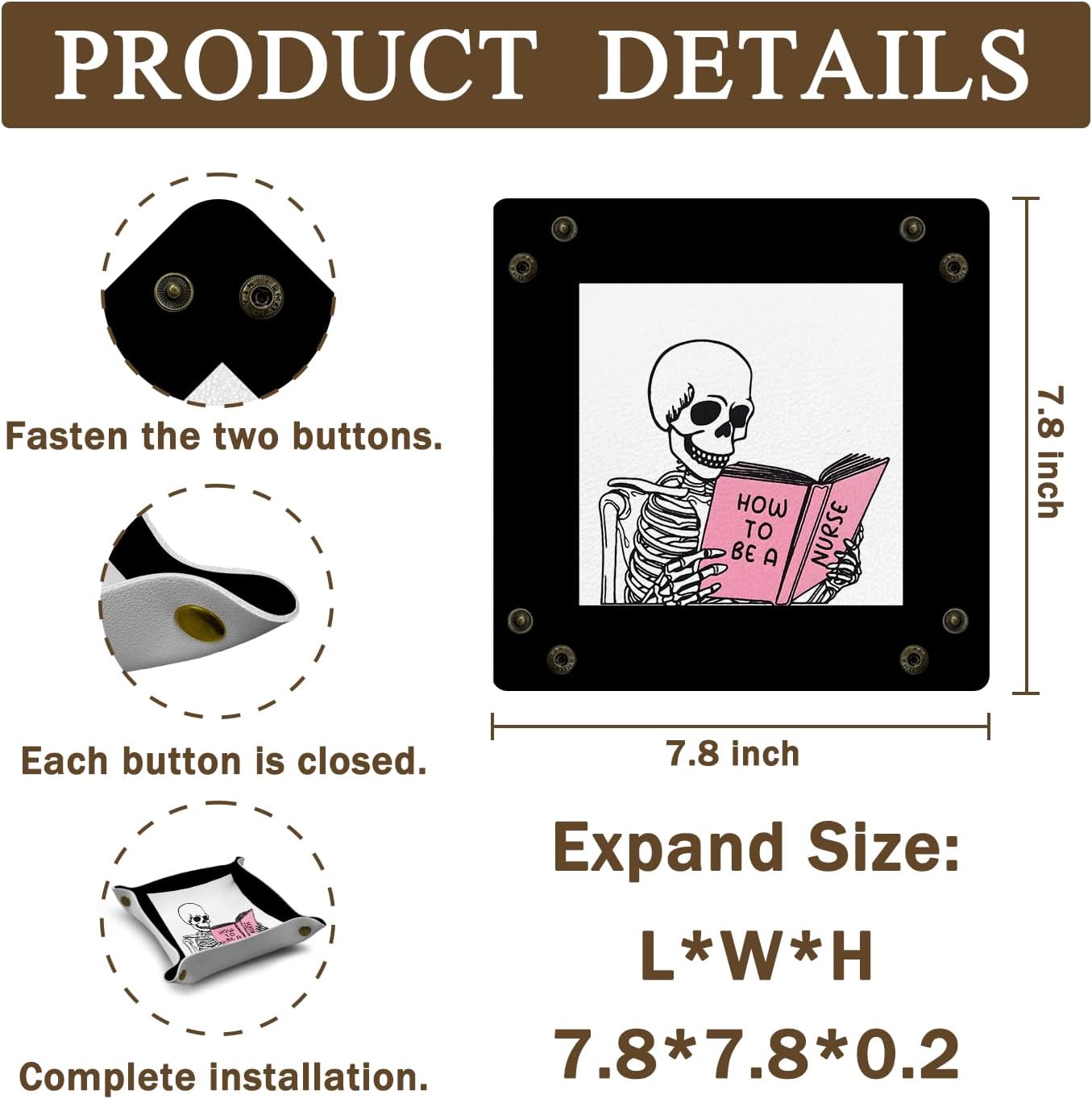 Inspirational Gifts for Women Jewelry Valet Tray, Motivational Positive Affirmations Gifts for Women, Blue Retro Nightstand Desk Accessories PU Leather Tray Organizer for Jewelry Rings Watches