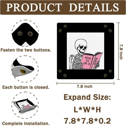 Inspirational Gifts for Women Jewelry Valet Tray, Motivational Positive Affirmations Gifts for Women, Blue Retro Nightstand Desk Accessories PU Leather Tray Organizer for Jewelry Rings Watches