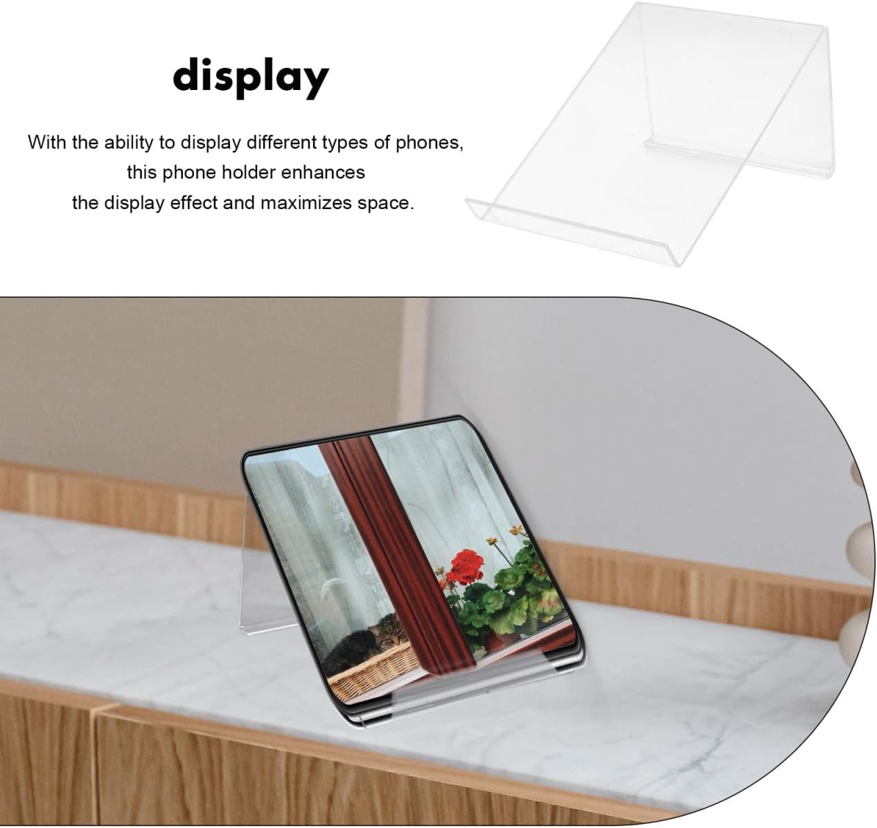 POPETPOP Phone Stand for Desk Stylish Desktop Holder for Landline Cellphones Durable Support for Office Use Non Slip Design Maximizing Space Transparent Riser