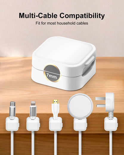 Art3d 8 Pack Magnetic Cable Clips, White Cable Management Accessories, Cord Smooth Adjustable & Adhesive Backing Cord Organizer for Office Home Organization, Desk, Wall, Nightstand, Phone, Car