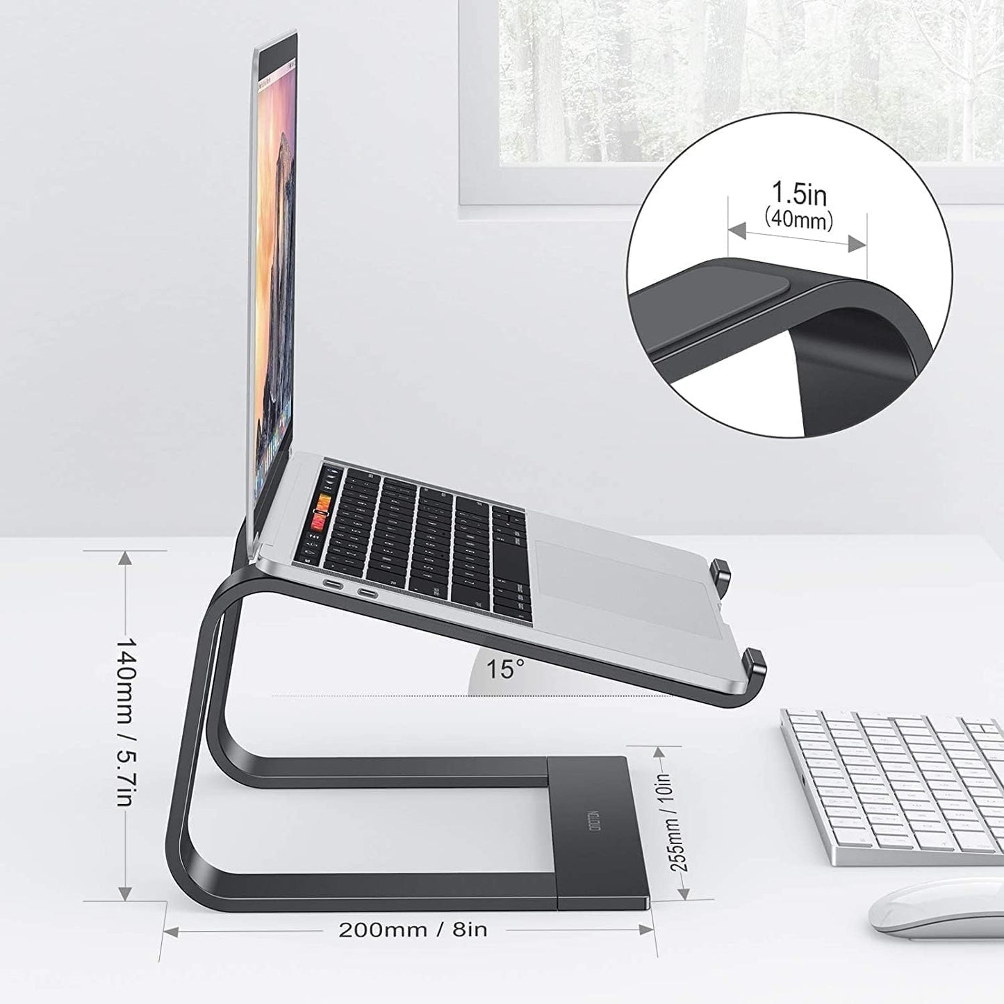 OMOTON Laptop Stand, Detachable Laptop Mount, Aluminum Laptop Holder Stand for Desk, Compatible with MacBook Air/Pro, Dell, HP All Laptops (11-16 inch), Silver