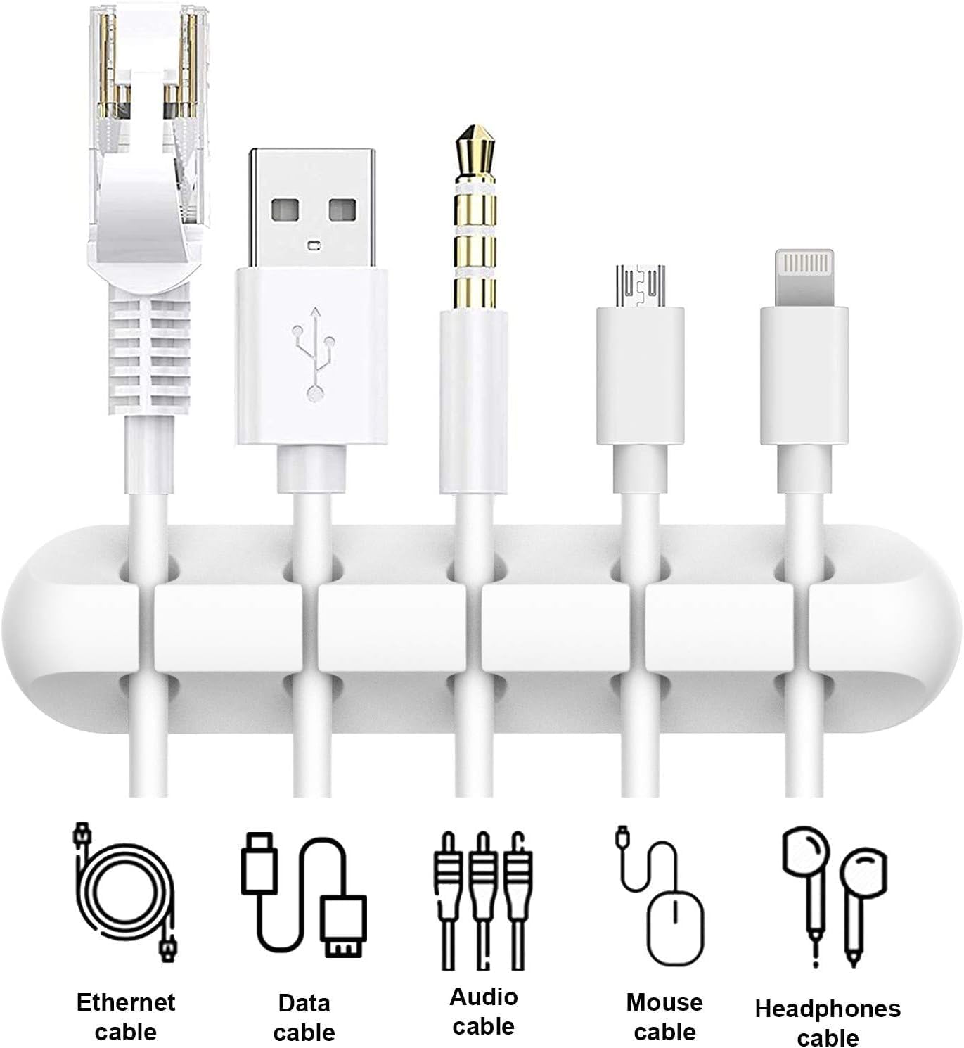 Cable Organizer Clips 2-Pack (5-Slot & 3-Slot) – Strong Adhesive Cord Holder for Desk, USB & Charging Cables, Silicone Wire Organizer for Home Office & Car – No-Drill, Keeps Cables Tidy