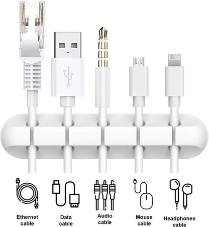 Cable Organizer Clips 2-Pack (5-Slot & 3-Slot) – Strong Adhesive Cord Holder for Desk, USB & Charging Cables, Silicone Wire Organizer for Home Office & Car – No-Drill, Keeps Cables Tidy