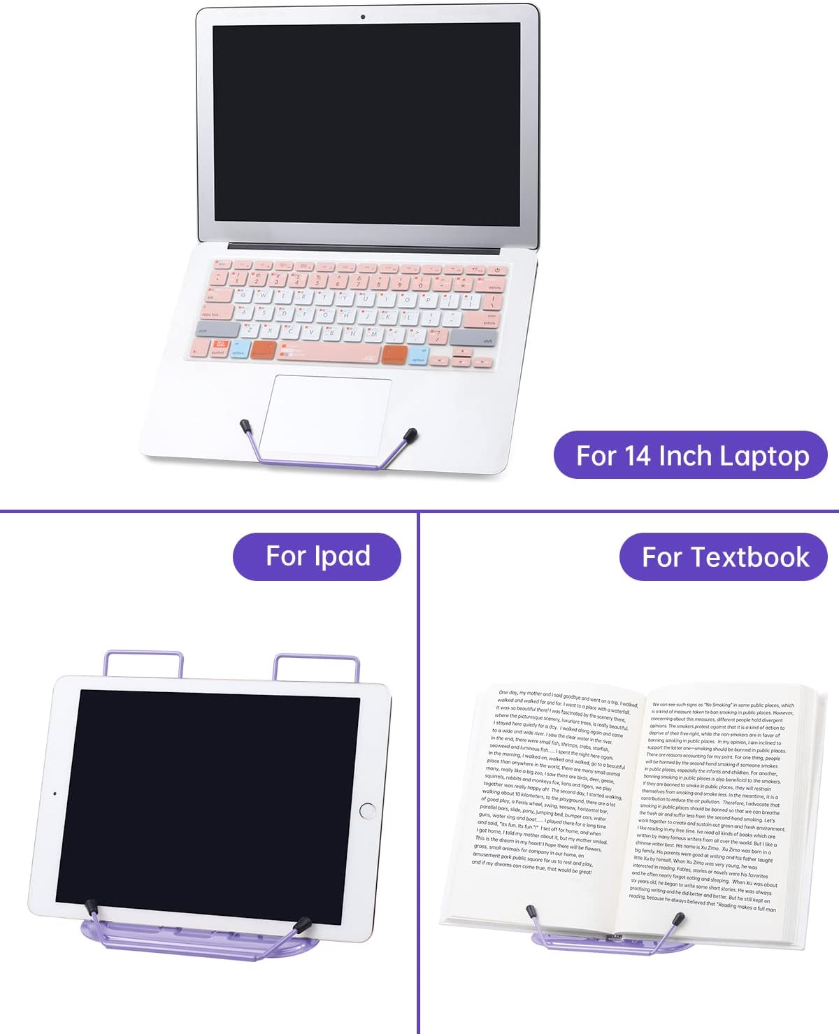 Honagu Book Stand for Reading, Adjustable Reading Rest Book Holder, Documents Holder, Sturdy Typing Stand for Recipes Textbooks Tablet Music Books (Green)