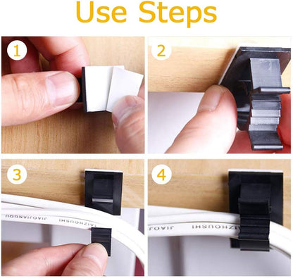 Viaky 30 Pcs Black Cable Wire Clips Adjustable Nylon Wire Holder Adhesive Cable Management Suitable for Maximum Diameter 0.5 inch (12.5mm) Cables