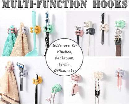 Silicone Toothbrush Holders - 4 Pcs Razor Hooks Adhesive Wall Mounted for Hanging Towel Key Plug Cable, Utility Decor Stick to Dorm Room Essentials Function for Kitchen Bathroom Home Office