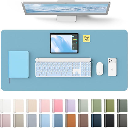 YSAGi Leather Desk Protector, Office Mat, Large Mouse Mat, Non-Slip PU Leather Blotter, Laptop Pad, Waterproof Writing Pad for Office and Home (Light Pink, 23.6" x 13.8") - Colors A