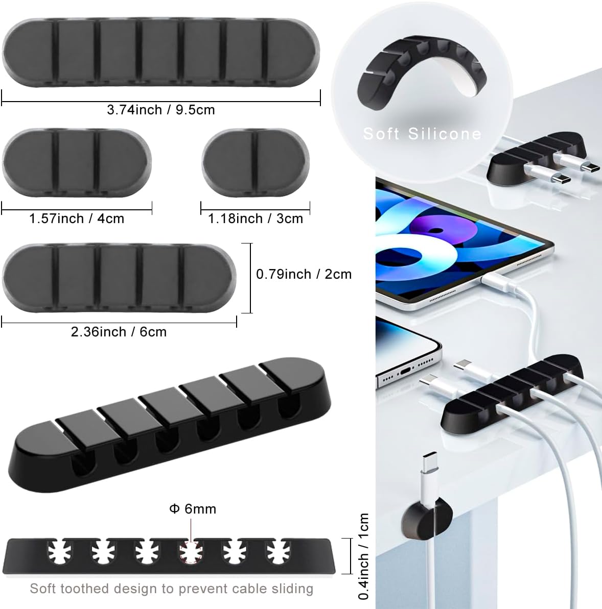 ZIIYAN 163 PCS Cable Management Kit, 3 Wire Organizer Sleeve, 8 Self Adhesive Cable Holder, 25 Cord Clips, 20+2 Roll Reusable Cable Straps and 100 Fastening Cable Ties for Computer TV Under Desk