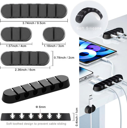 ZIIYAN 163 PCS Cable Management Kit, 3 Wire Organizer Sleeve, 8 Self Adhesive Cable Holder, 25 Cord Clips, 20+2 Roll Reusable Cable Straps and 100 Fastening Cable Ties for Computer TV Under Desk