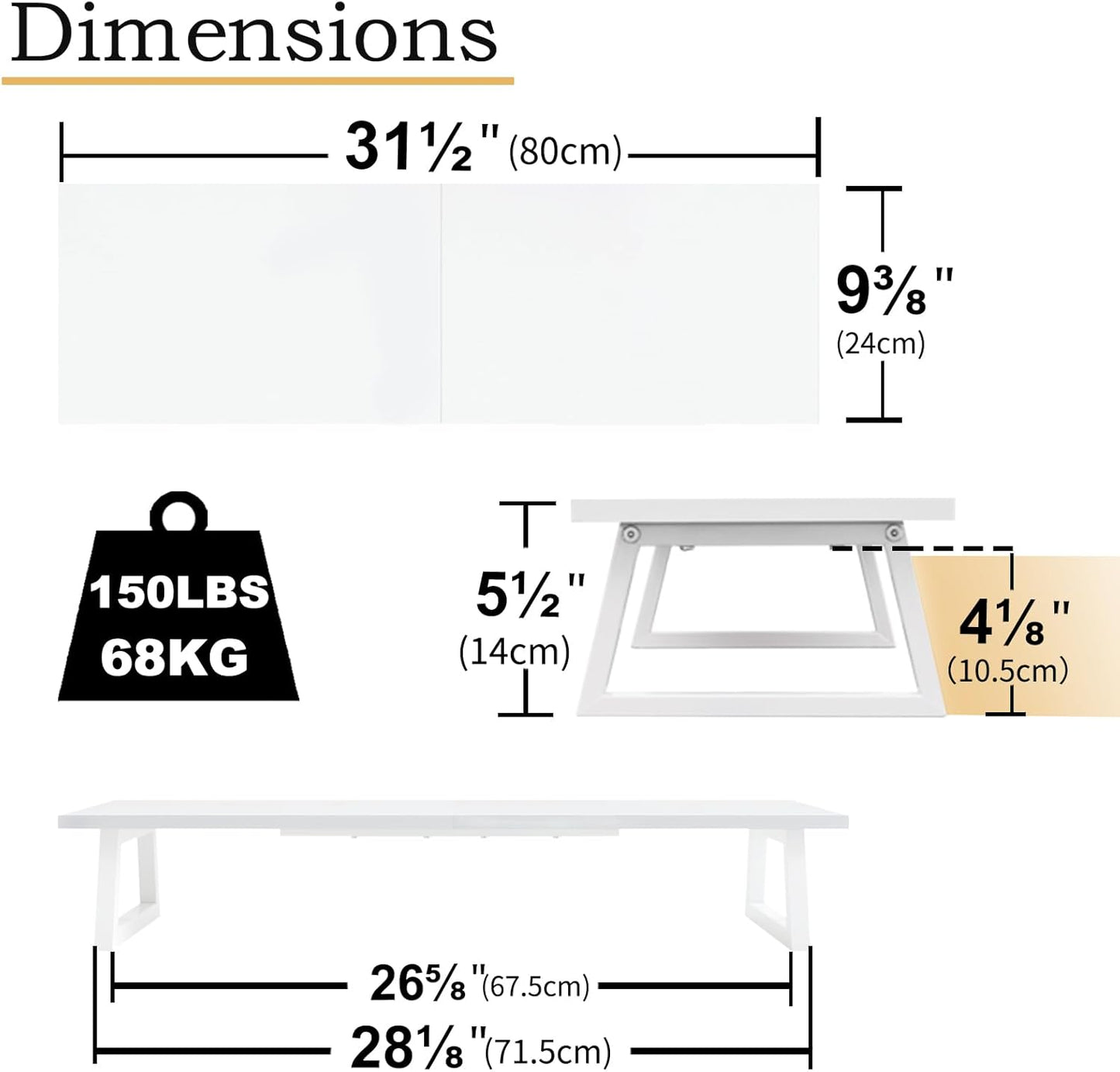 TEAMIX 31.5 inch Dual Monitor Riser for 2 Monitors, Long Monitor Stand Riser TV Stand Riser Monitor Stand for Desk Wood & Steel Desktop Riser Desk Organization Home Office