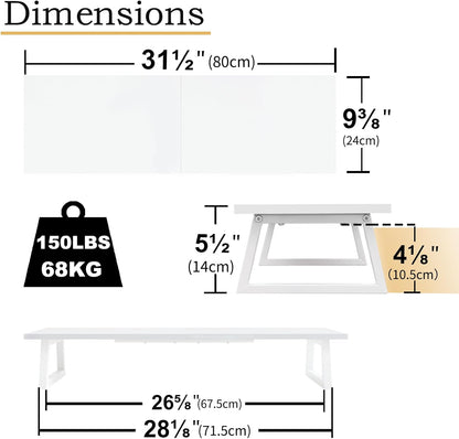 TEAMIX 31.5 inch Dual Monitor Riser for 2 Monitors, Long Monitor Stand Riser TV Stand Riser Monitor Stand for Desk Wood & Steel Desktop Riser Desk Organization Home Office