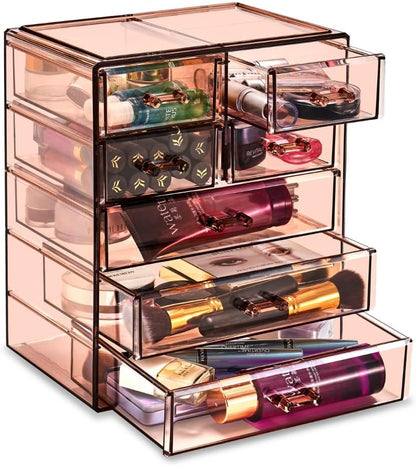Sorbus Acrylic Makeup Organizer Set, 6-Drawer Vanity & Countertop Cosmetic Storage with Small & Wide Drawers, Clear Makeup Storage for Brushes, Lipsticks, Jewelry – Holiday Gift for Women & Teens