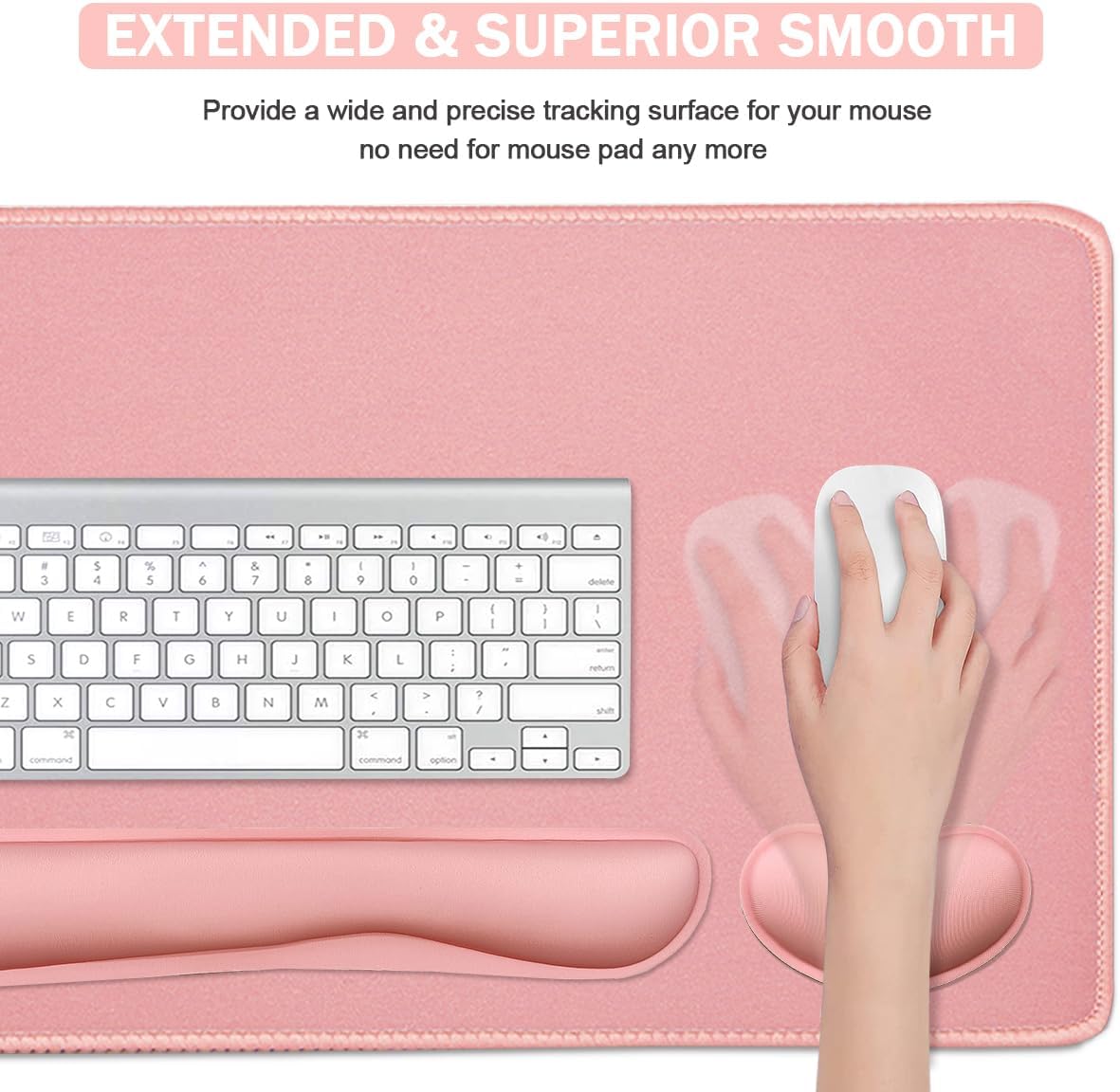 4-in-1 Large Gaming Mouse Pad, Keyboard Wrist Rest Pad & Wrist Support Mousepad Set, Extended Desk Pad Waterproof Desk Mat for Home Office Study Game-Black