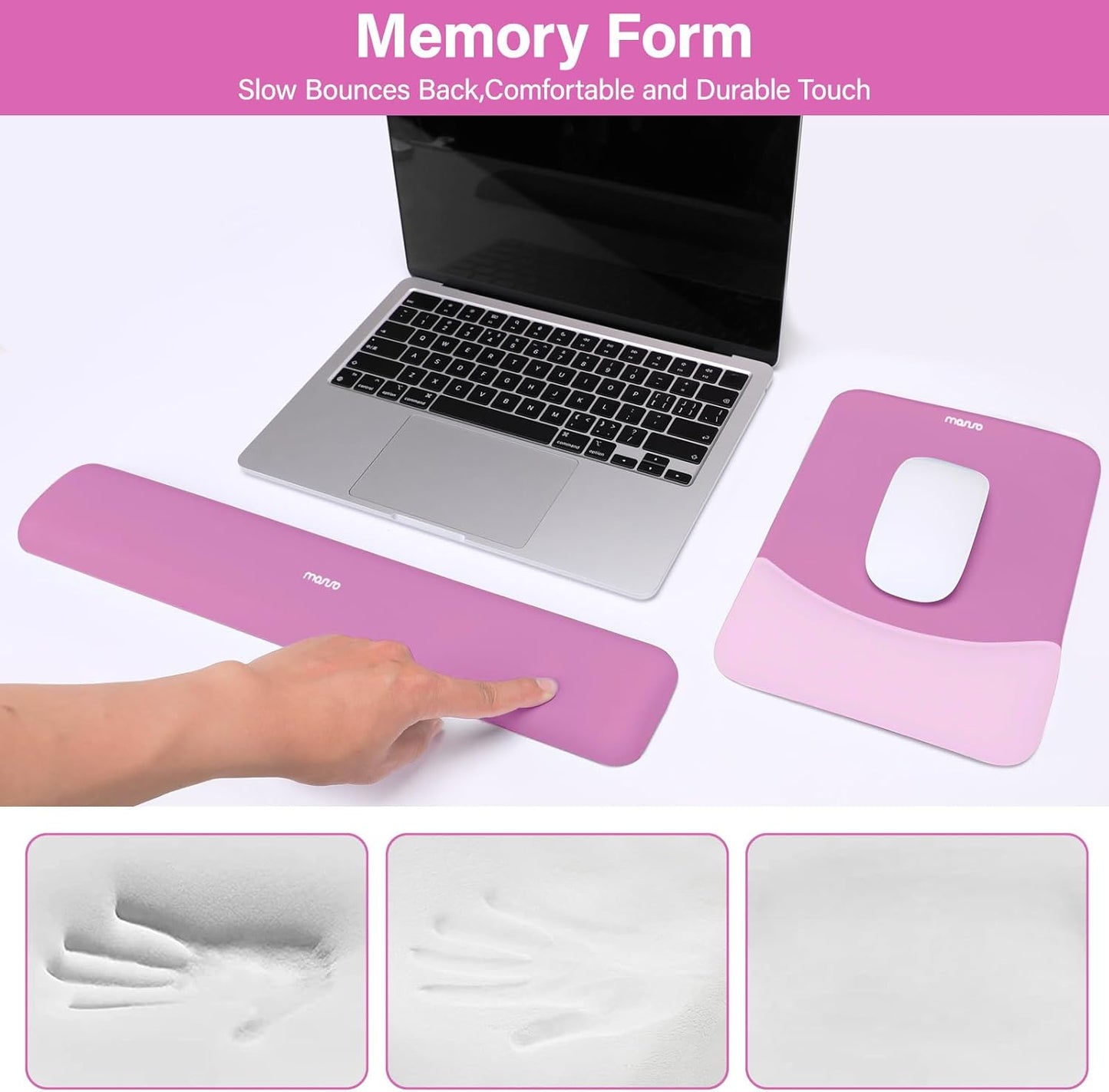 MOSISO Wrist Rest Support for Mouse Pad&Keyboard Set, Rectangular Ergonomic Mousepad Non-Slip Base Home/Office Pain Relief&Easy Typing Pad with Neoprene Cloth&Raised Silicone Lining, Green