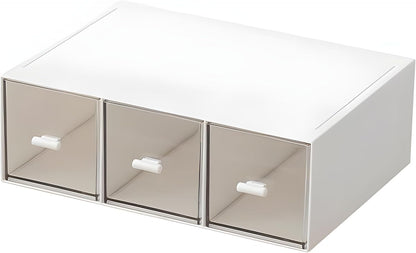 Desk Organizer with Drawers Stackable Storage Drawers, Plastic Compact Desk Storage Box Great for Office School Home Small Space- 1drawers (White)