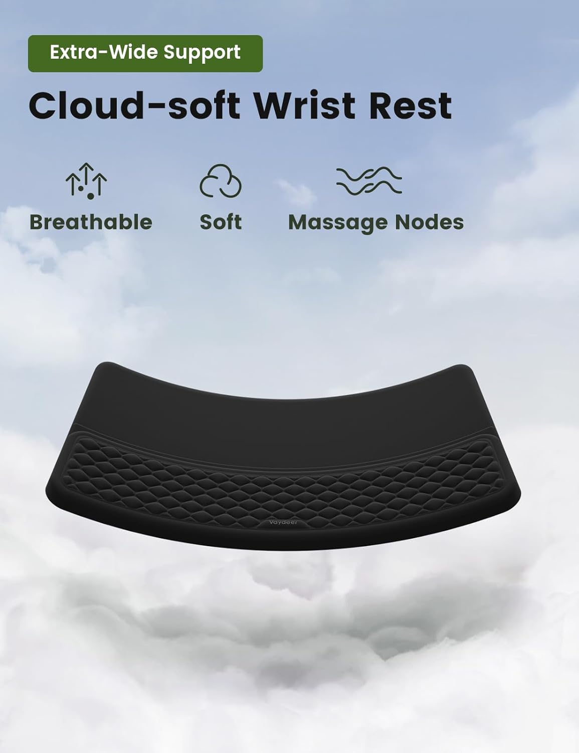 Vaydeer Wrist Rest with Keyboard Stand, Computer Wrist Support Pad, Ergonomic Keyboard Riser Holder Lifter Tray with Wrist Pad, Soft Memory Foam Desk Cushion, Palm Hand Typing for Office Home School
