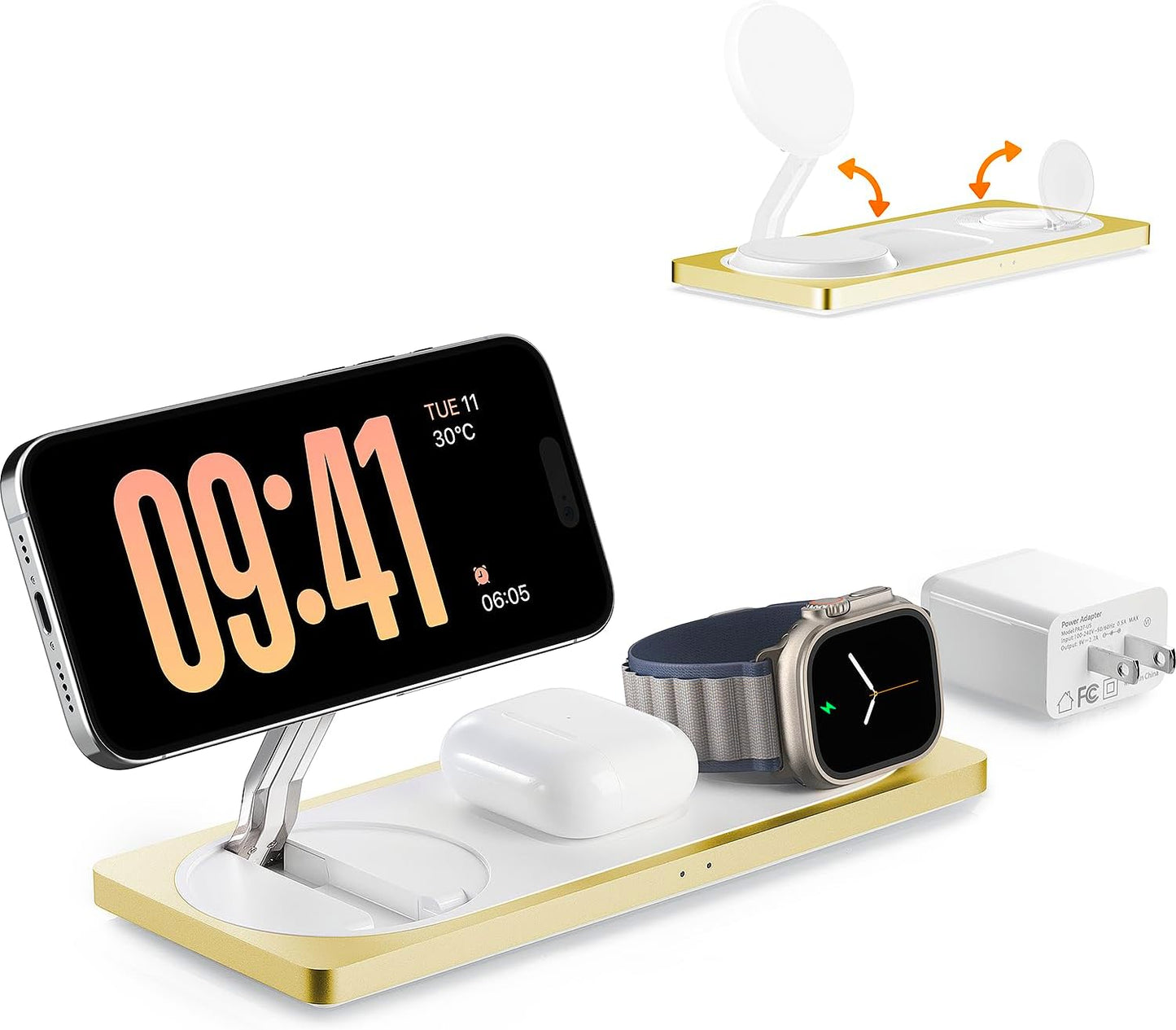 3-in-1 Charging Station for Apple Devices: Used for iPhone and Watch Charging Station with Magsafe Charger Stand, Wireless Charger for iPhone 17 Air 16 15 14 13 Series, Apple Watch Ultra, AirPods Pro