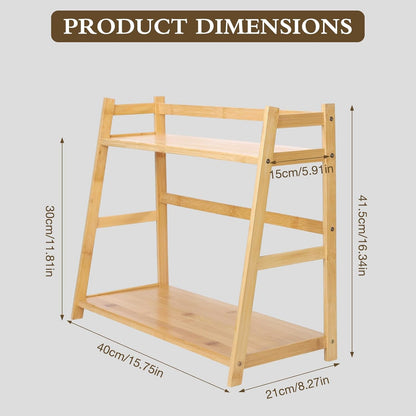 2-Tier Ladder Desktop Bookshelf, 23.62" Wide Wooden Countertop Storage Hutch for Office, Dorm and Home, Small Desk Organizer for Books and Decor