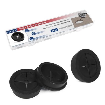 1 Inch Cable Grommet (25mm) – 12 Pcs Flexible Rubber Wire Hole Covers for Server Racks, Network Boxes, Thick Cable Management (Black)