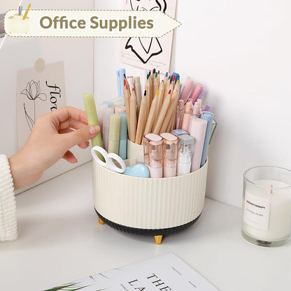SKYDUE 360 Rotating Purple Pen & Art Supply Organizer - 5 Slot Desk Organizer for Office, School, Home