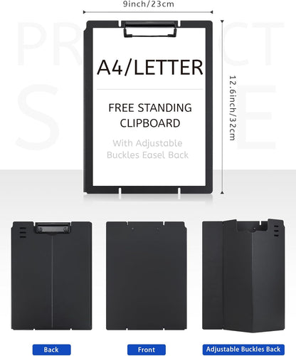 Free Standing Clipboard and Desktop Stand with Adjustable Buckles Easel Back - Foldable Stand and Document Holder for School, Office and Business Use (9.37 x 12.6 inches) (Light Green)