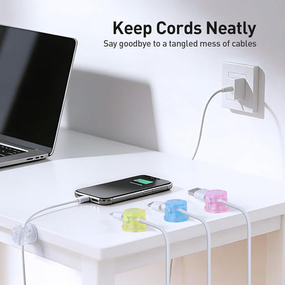 AGPTEK 8 Pack Magnetic Cable Clips, Upgraded 360° Rotatable Cord Holder Clips for Nightstand, Desk Cord Organizer Adhesive Wire Management Home Office Phone Charging Cords USB Cable Keeper (Clear)