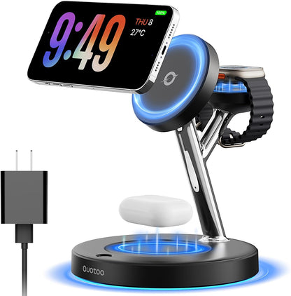 New 3 in 1 Charging Station for Apple Compatible with Magsafe Charger Stand for iPhone 17 16 15 14 13 12 Wireless Charging Station for AirPods Wireless Charger for iWatch Series