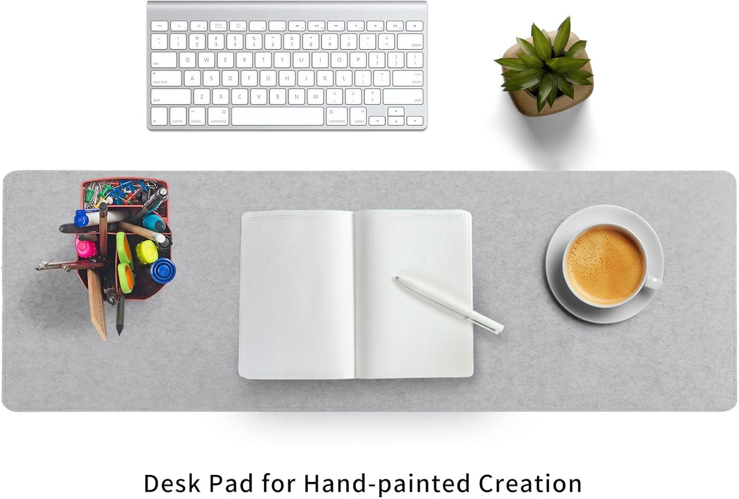 DawnTrees Felt Desk Pad,Keyboard Mat (35.8" x 11.8"),Large Felt Mouse Pad,Computer Desk Mat XL,Desk Protector for Office (Light Gray)