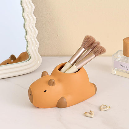 Pen Holder for Desk, Ceramic Capybara Cute Pencil Holder, Makeup Brush Holder, Desktop Organizer Storage Pen Cup for Office Home Decor