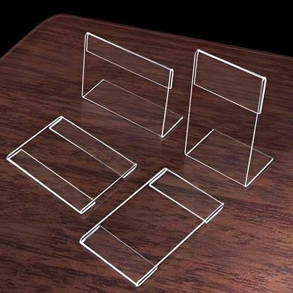 Clear Acrylic Sign Holders with Slanted Back, Adjustable Desk Display Stand for Office and Business,Acrylic Store Price Tag Rack with Slant Back Any Literature Flyer Document Rack(4 * 6cm)