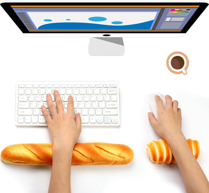 Flutesan 2 Pieces Keyboard Mouse Wrist Rest Pad Wrist Rest Support Funny Desk Pad Toast Bread Keyboard Rest Cute Cushion for Typing(Mixed Style,13.4 x 2.2 x 1.6/5.9 x 1.6 x 2.4 Inch)