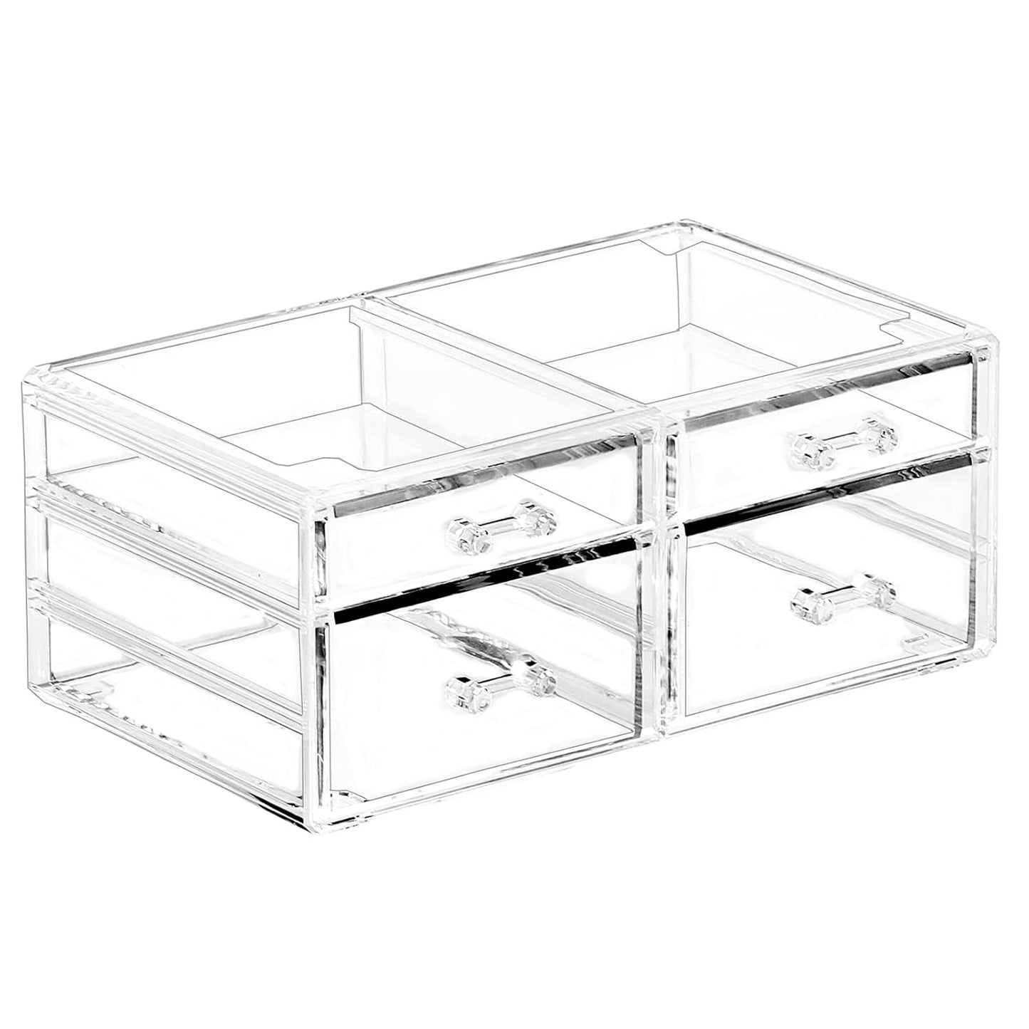 Cq acrylic 1 Pack Clear Stackable Storage Drawers for Vanity,Stackable 6 Drawers Desktop Organizer With Drawers,Cute Desk Storage for Office,Jewelry,Hair Clip,Beauty,Skincare and Make Up Organizers