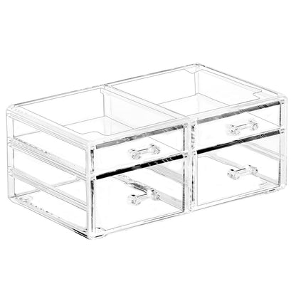 Cq acrylic 1 Pack Clear Stackable Storage Drawers for Vanity,Stackable 6 Drawers Desktop Organizer With Drawers,Cute Desk Storage for Office,Jewelry,Hair Clip,Beauty,Skincare and Make Up Organizers