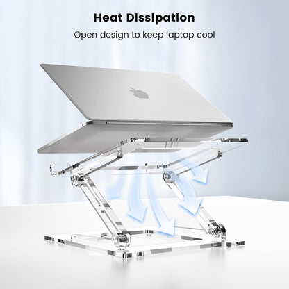 Laptop Stand for Desk - Adjustable Laptop Holder, Portable Laptop Riser with Multi-Angle Height Adjustable Computer Stand for MacBook Air/Pro and More Notebooks 10-17.3" - Grey