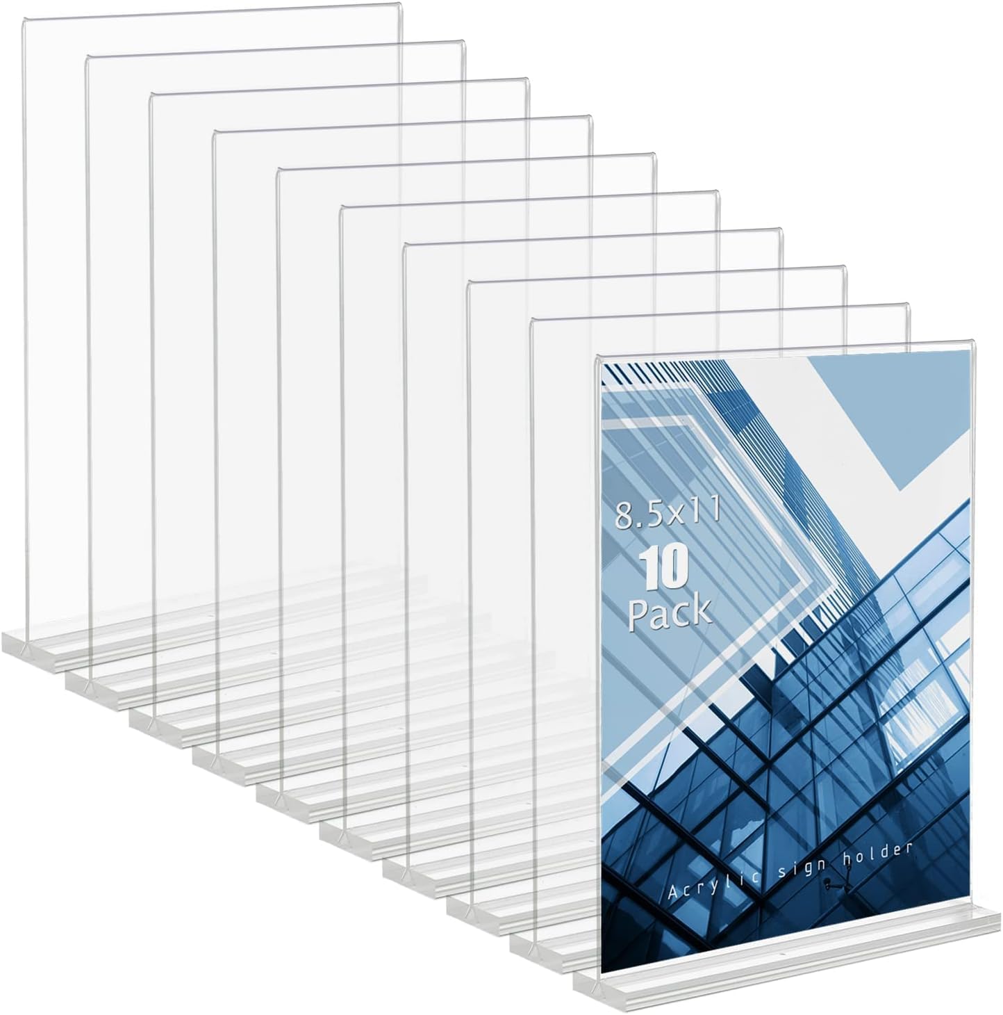 Lechay 3 Pack Acrylic Sign Holder, 8.5 x 11 inches Clear Table Menu Display Stand Desktop Display Stand Paper Holder Table Top Sign Holder Suitable for Restaurants, Office, Home, Store