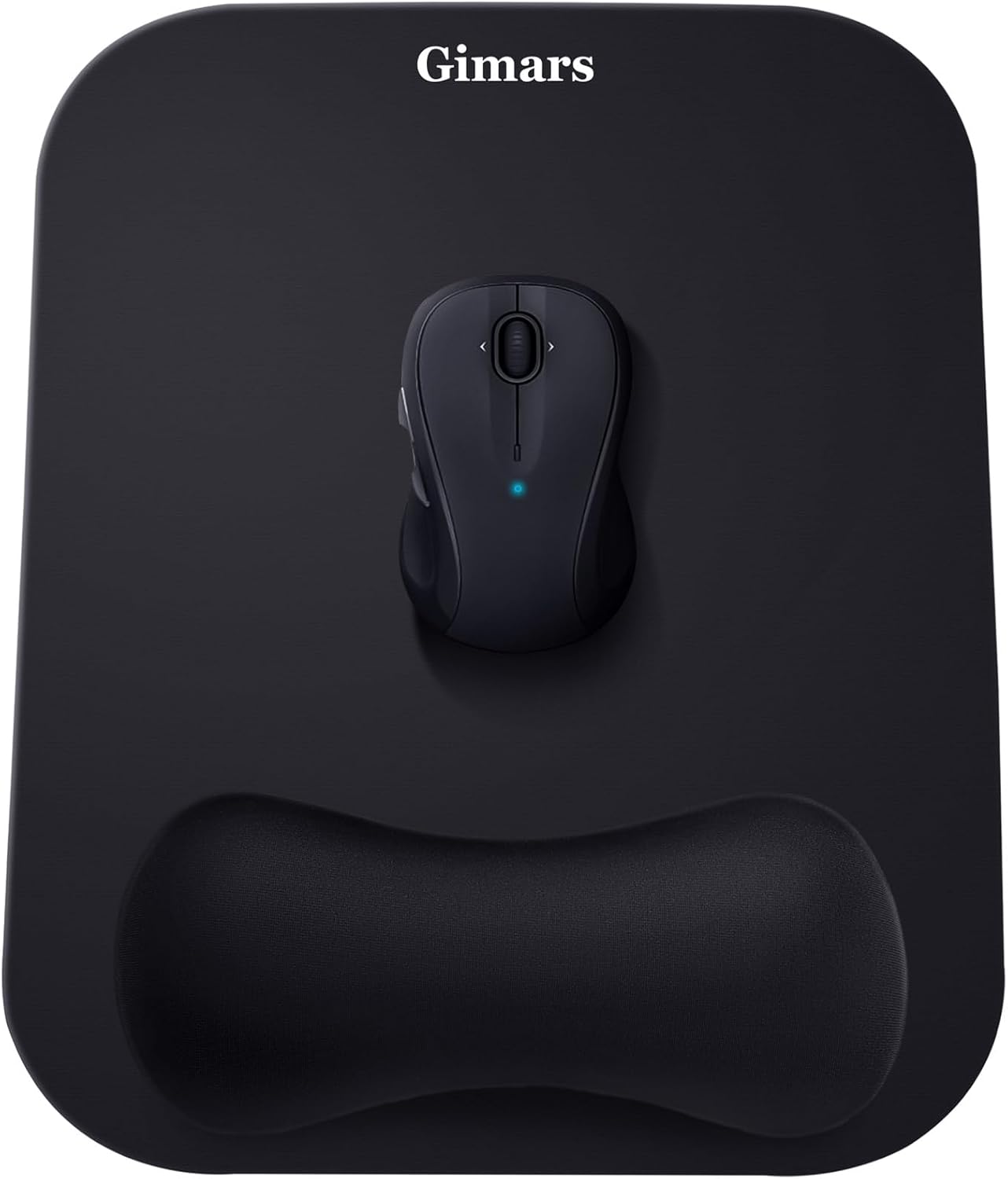 Gimars Elongate Smooth Lycra Fabric Ergonomic Mouse Pad Wrist Support, Gel Memory Foam Cushion Set Keyboard Wrist Rest Support, Pain Relieve for Computer, Laptop, Office, School, Home, Gaming, Black