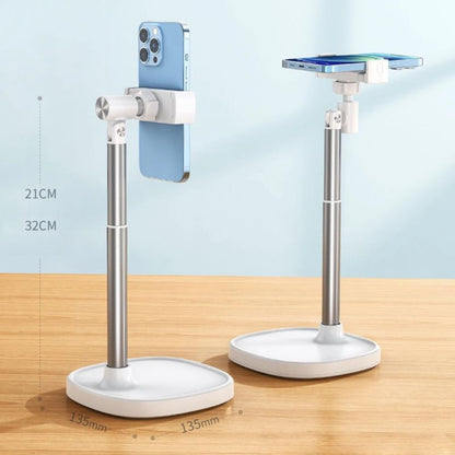 Hosannn Century Adjustable Cell Phone Stand Rotating Lifting Mobile Phone Holder for Desk & Video Recording Compatible with All iPhone for Galaxy (White)