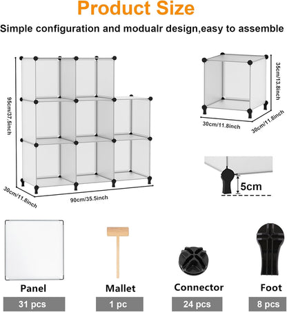 AWTATOS Cube Storage Organizer, 16 Cube Closet Organizer, Stackable Storage Cube Shelves, DIY Portable Closet Clothes Organizer Shelving for Bedroom, Closet, Wardrobe, Bathroom, White
