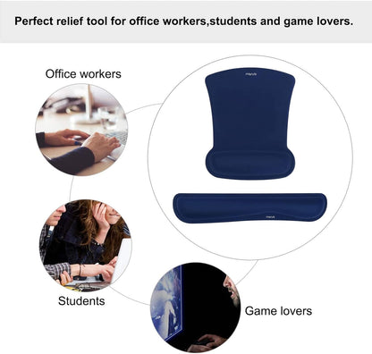 MOSISO Wrist Rest Support for Mouse Pad & Keyboard Set, Ergonomic Mousepad Non-Slip Base Home/Office Pain Relief & Easy Typing Cushion with Neoprene Cloth & Raised Memory Foam, Apricot
