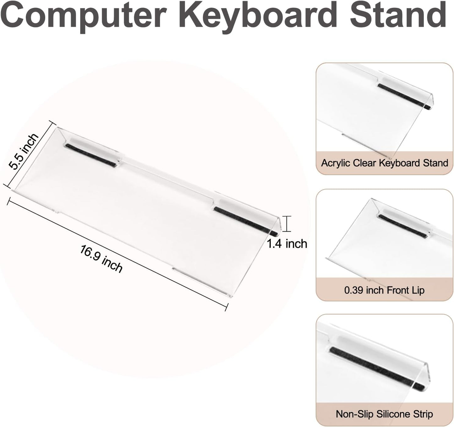 MOSISO Computer Keyboard Stand&Wrist Rest Support for Keyboard and Mouse, Large Rectangular Ergonomic Wrist Rest Mouse Pad Set, Pain Relief Easy Typing Non-Slip Cushion Pad for Home/Office, Apricot