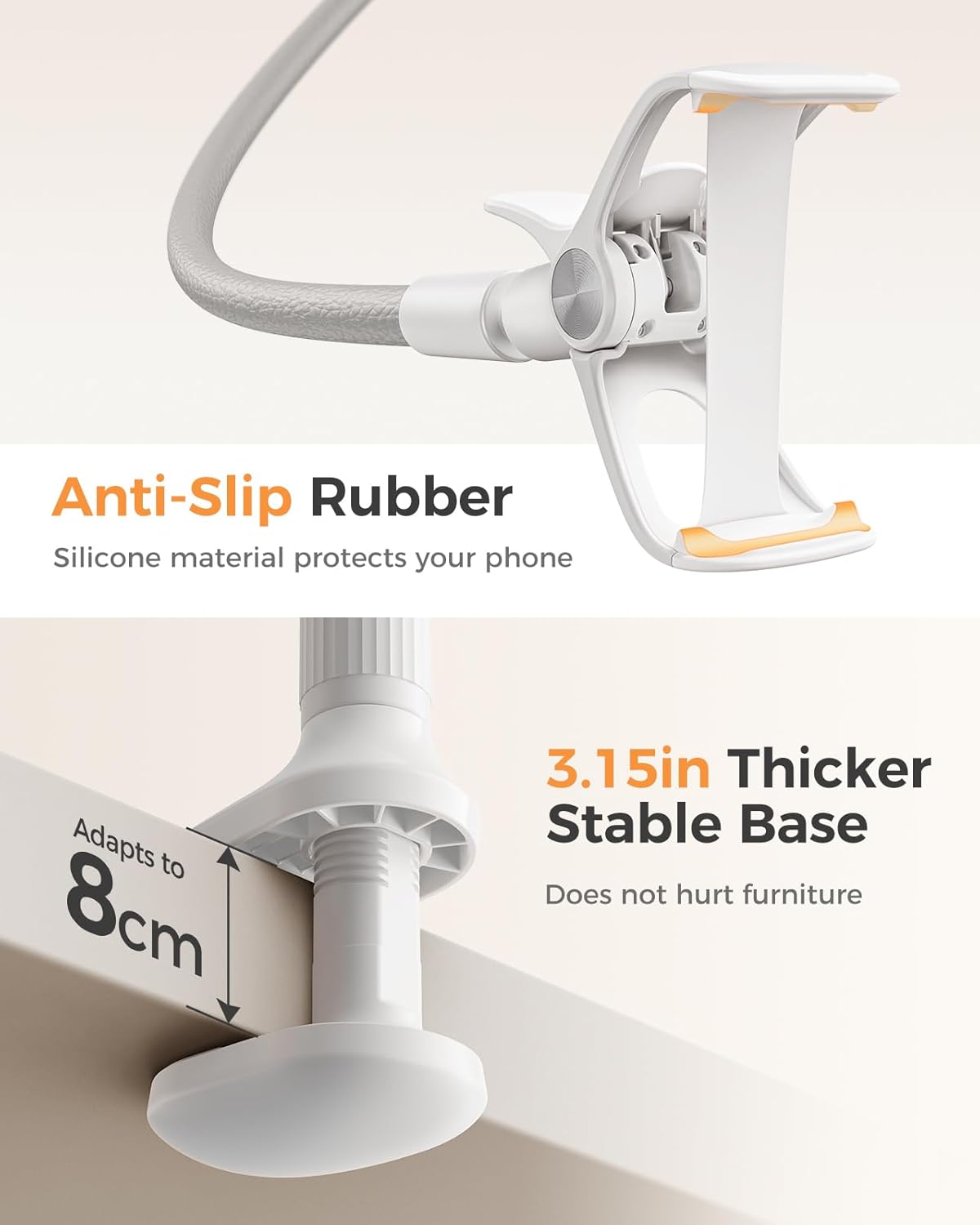 SAIJI Gooseneck Bed Phone Holder, Flexible Long Arm Phone Mount for Desk, Clip Bracket Clamp Stand, iPhone Stand, Mobile Cell Phone Stand Document Camera Nintendo Switch (Black)