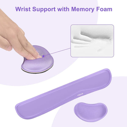 MOSISO Keyboard Mouse Pad Set, Gaming Mouse Pad&Keyboard Wrist Rest&Wrist Rest, Ergonomic Wristrests with Memory Foam Home Office Easy Typing Cushion Non-Slip Mousepad, Purple