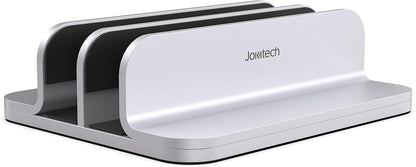 JOKItech Dual Aluminum Vertical Laptop Stand Organizer, Sturdy Notebook Computer Holder Stand Compatible with New Liquid Retina XDR Apple MacBook Air/Pro/Neo, Mac mini & iPad Pro - Black