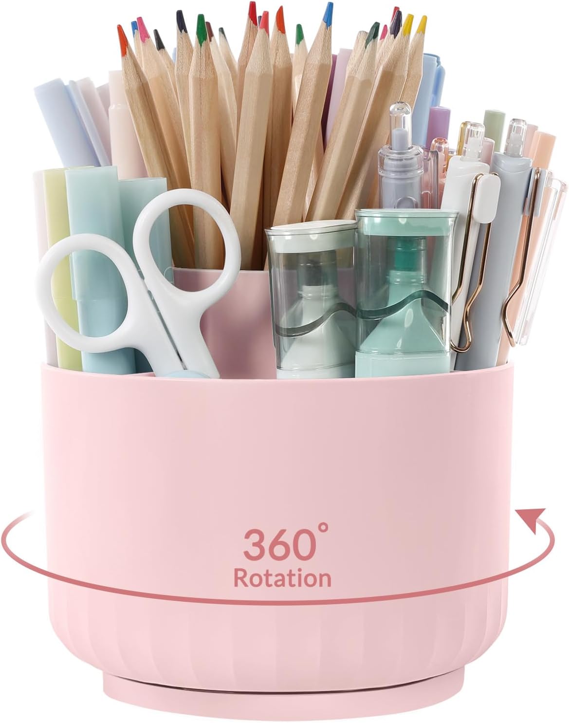 SKYDUE 360 Degree Rotating Pencil Pen Holder for Desk, Dual-Purpose Desk Organizer, Rotating Pencil Cup with 5 Slots, Office Supplies, Desk Decor for Office, School, Home