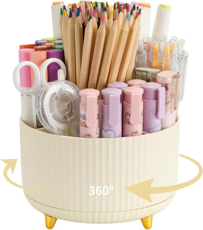 Camelmother Pen Holder For Desk With 5 Slots 360°Rotating Pencil Holder Makeup Organiezr Teacher Supplies Office decor (purple)
