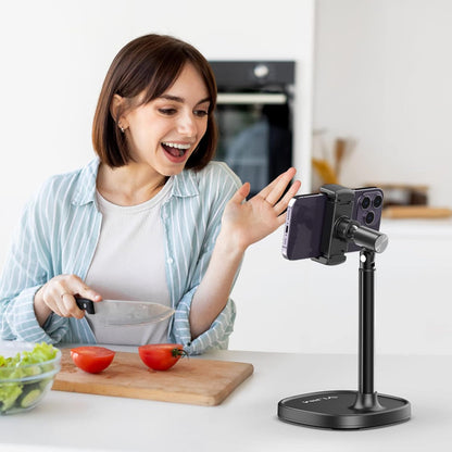 ULANZI Cell Phone Stand Mount for Desk, Vijim HP004 Adjustable Height & Angle Phone Holder, 360 Degree Rotating Desktop Phone Stand Compatible with iPhone, Samsung and All Phones
