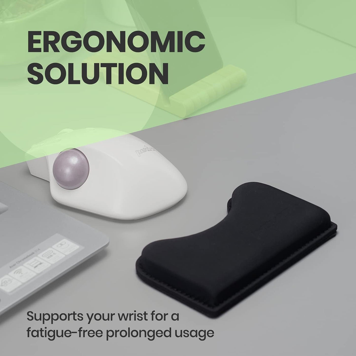 Perixx PERIPRO-512 Ergonomic Keyboard Wrist Rest - Gel Cushion Support - Compatible with Various Ergo Keyboard - Dimension 17.32x3.94x1.30 inches - Black