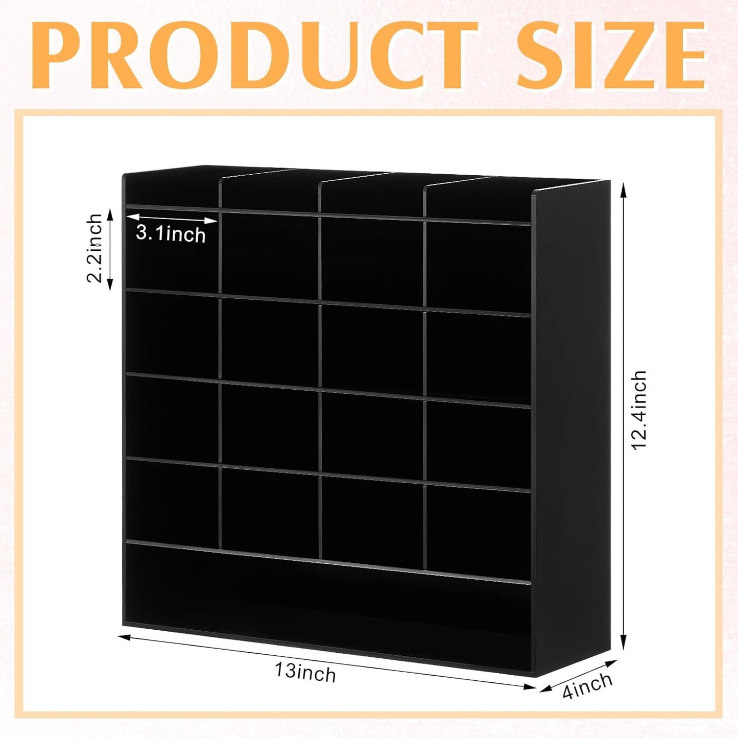 MotiMind Acrylic Pen Organizer Storage for 250 Markers Vertical Marker Organizer Acrylic Pen Display Holder for Office Desk Desktop Stationery Pencil Storage, Clear, 13 x 4 x 12.4 Inch
